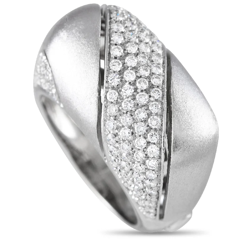 vintage-style diamond engagement rings -Damiani 18K White Gold 1.25ct Diamond Square Dome Ring DA09-080224