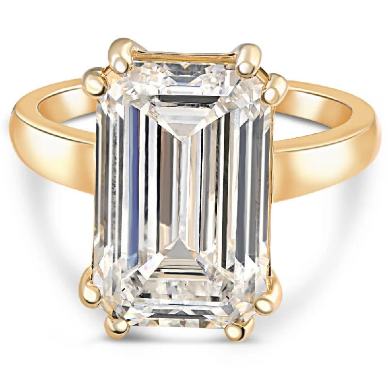 18k gold engagement rings -Certified 10.00CT Emerald Cut Solitaire Diamond Engagement Ring 14k Gold Lab Grown