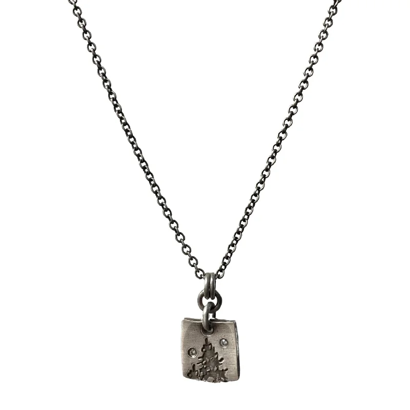 women silver link necklaces -Sterling Silver Tree Necklace with Diamonds - "Countryside"