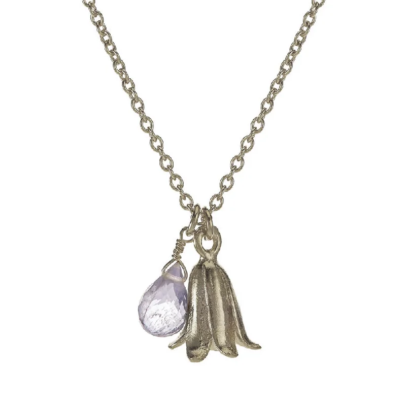 women pearl drop necklaces -Iolite and Sterling Silver Necklace - "Little Bluebell"