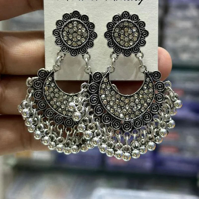 women long earrings -Manisha Jewellery Oxidised Plated Austrian Stone And Ghungroo Dangler Earrings