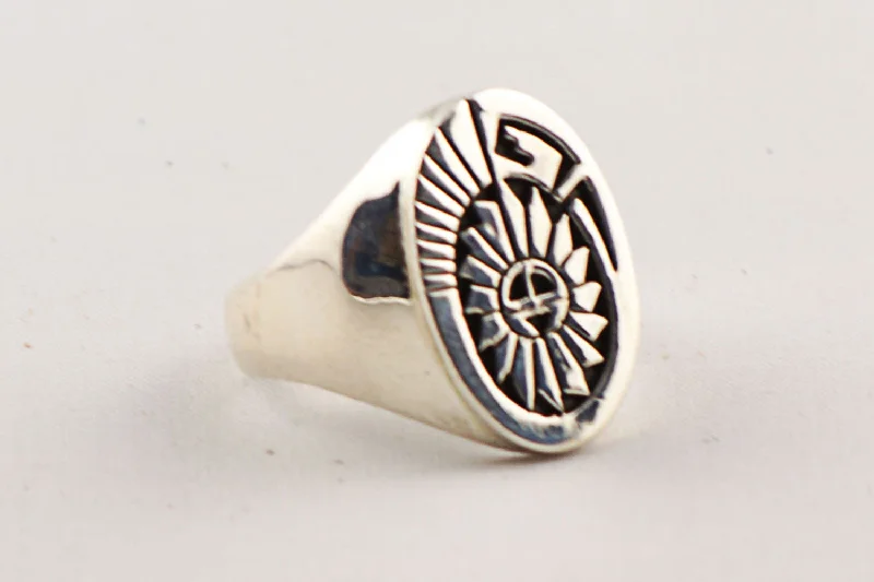 women diamond rings -Navajo Sterling Silver Sunface Ring by Calvin Peterson