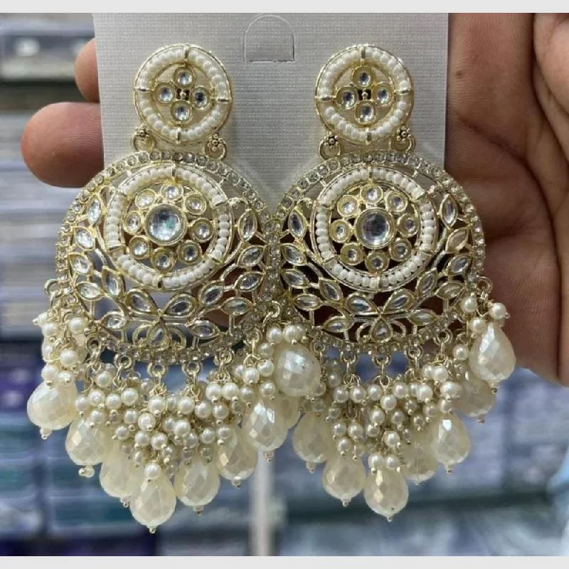 women handmade earrings -Manisha Jewellery Gold Plated Kundan Stone And Pearls  Dangler Earrings