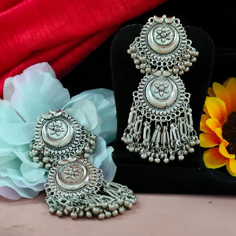 women long earrings -Blythediva Oxidised Plated Ghungroo Dangler Earrings