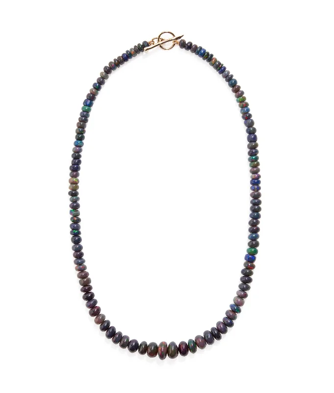 women long silver necklaces -Black Opal & 14k Gold Necklace