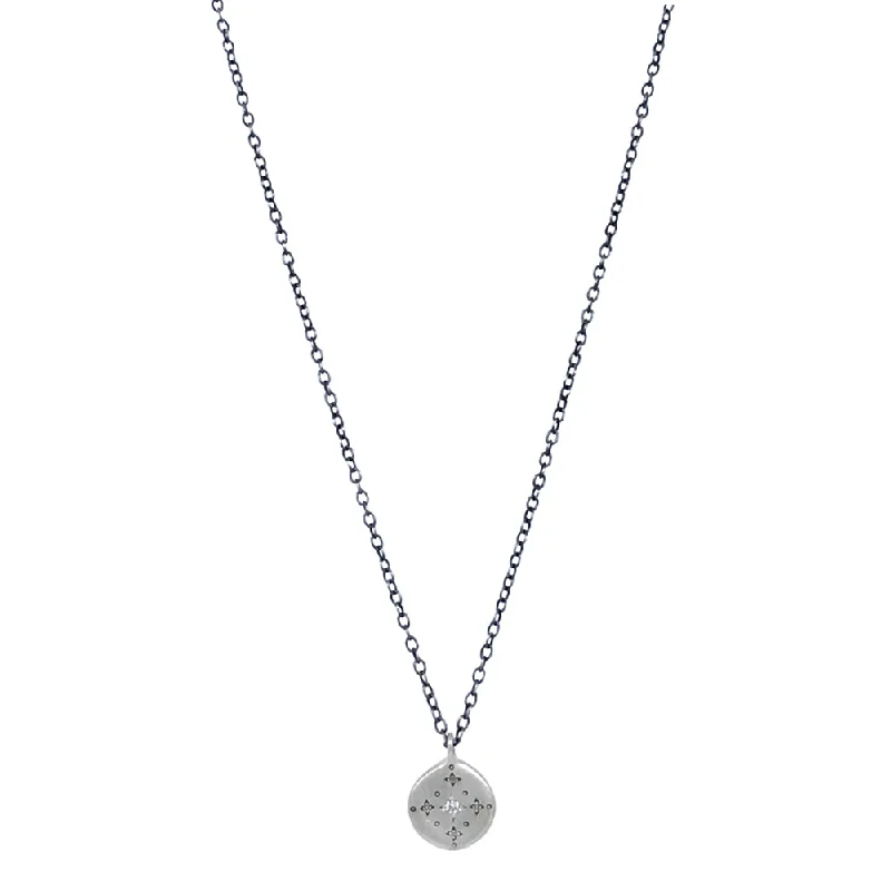 women short necklaces -Diamond & Sterling Silver Necklace - "New Moon"