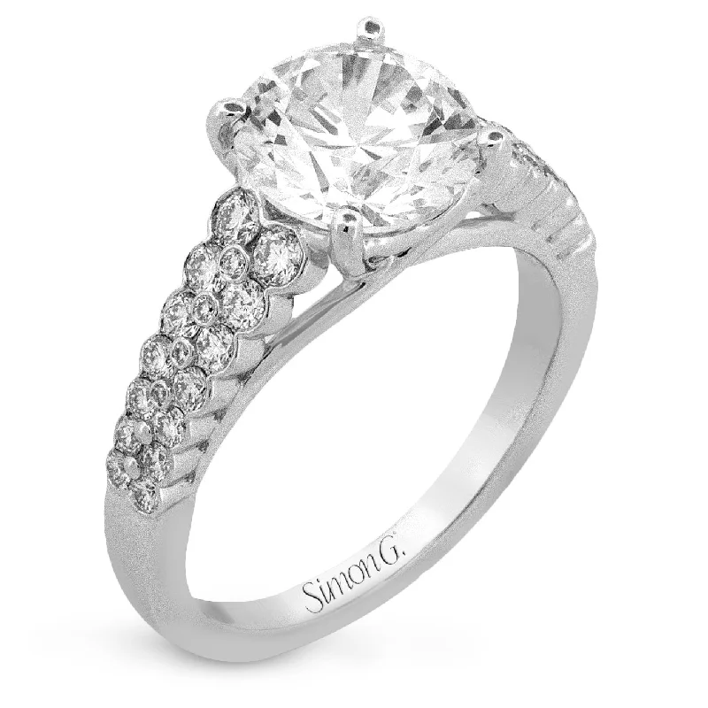 princess cut engagement rings -Round-cut Micro-bezel Engagement Ring in 18k Gold with Diamonds