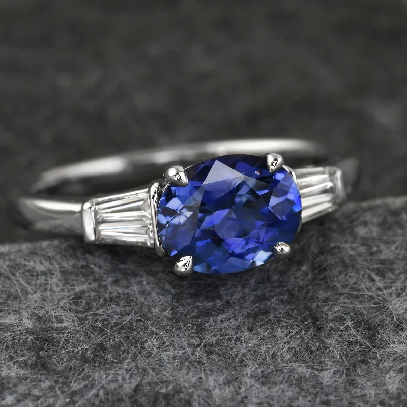 women thick band rings -Beguiling Blue Sapphire Ring