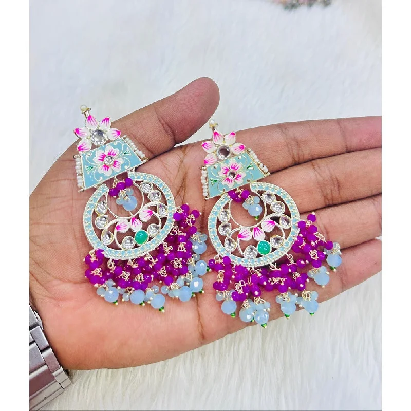 women drop earrings -Akruti Collection Gold Plated Meenakari And Beads Dangler Earrings