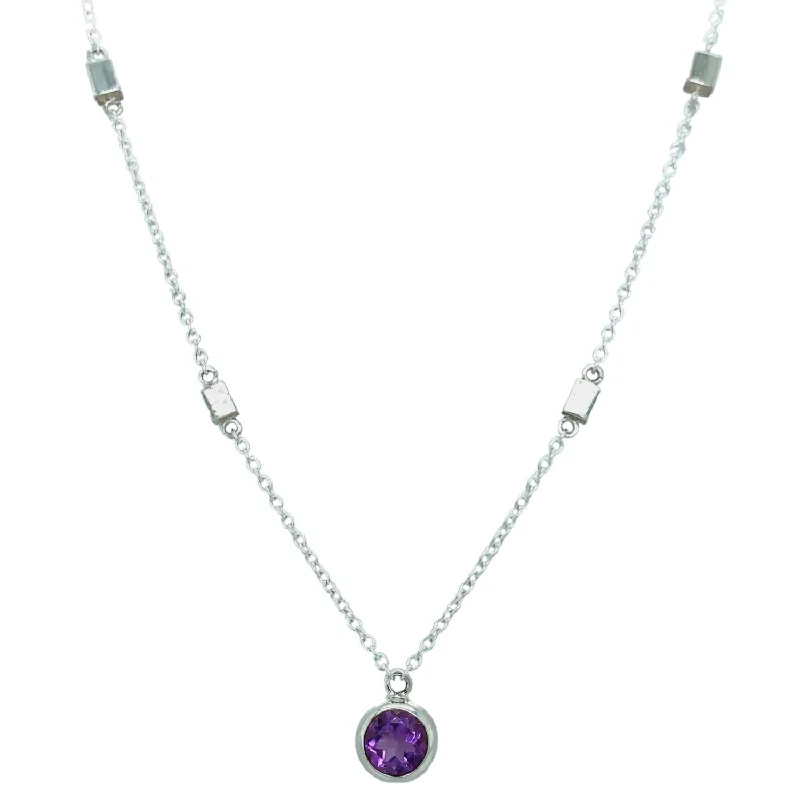 women infinity loop necklaces -Sterling Silver Amethyst Necklace - "Full Moon"