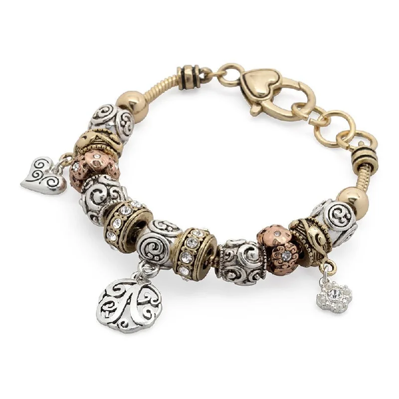 women thin bangles -Charm Bracelet Initial A