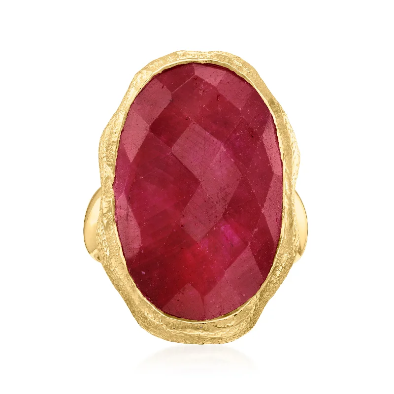 two-tone engagement rings -Ross-Simons Ruby Ring in 18kt Gold Over Sterling