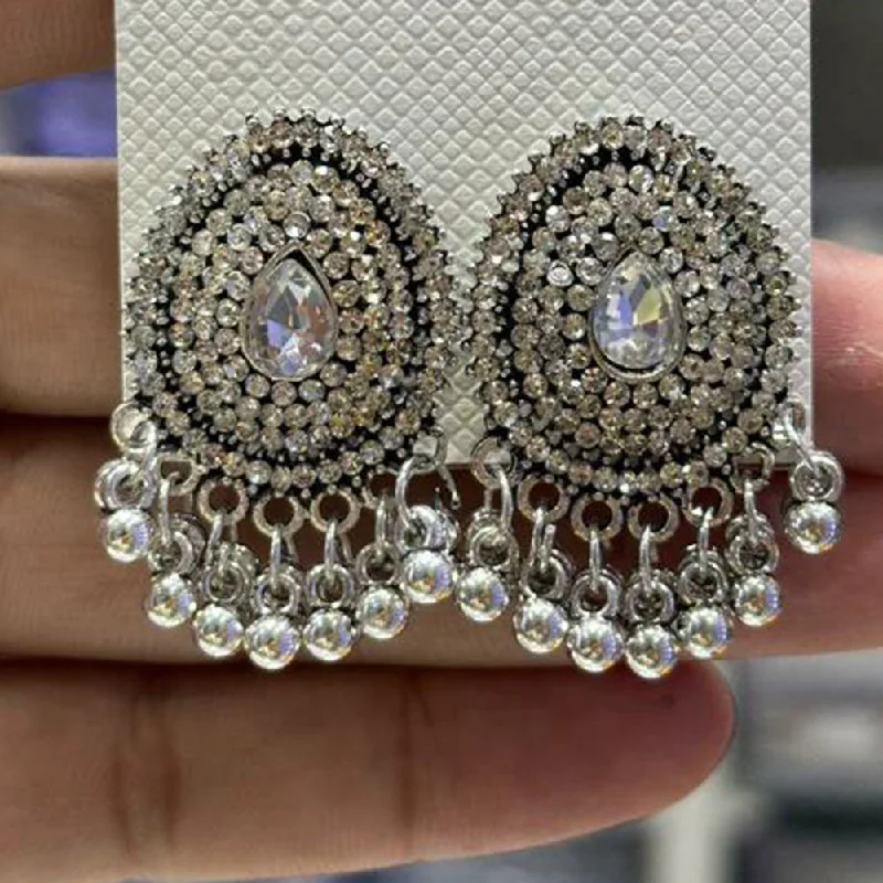 women crystal chandelier earrings -Manisha Jewellery Oxidised Plated Austrian Stone And Ghungroo Dangler Earrings