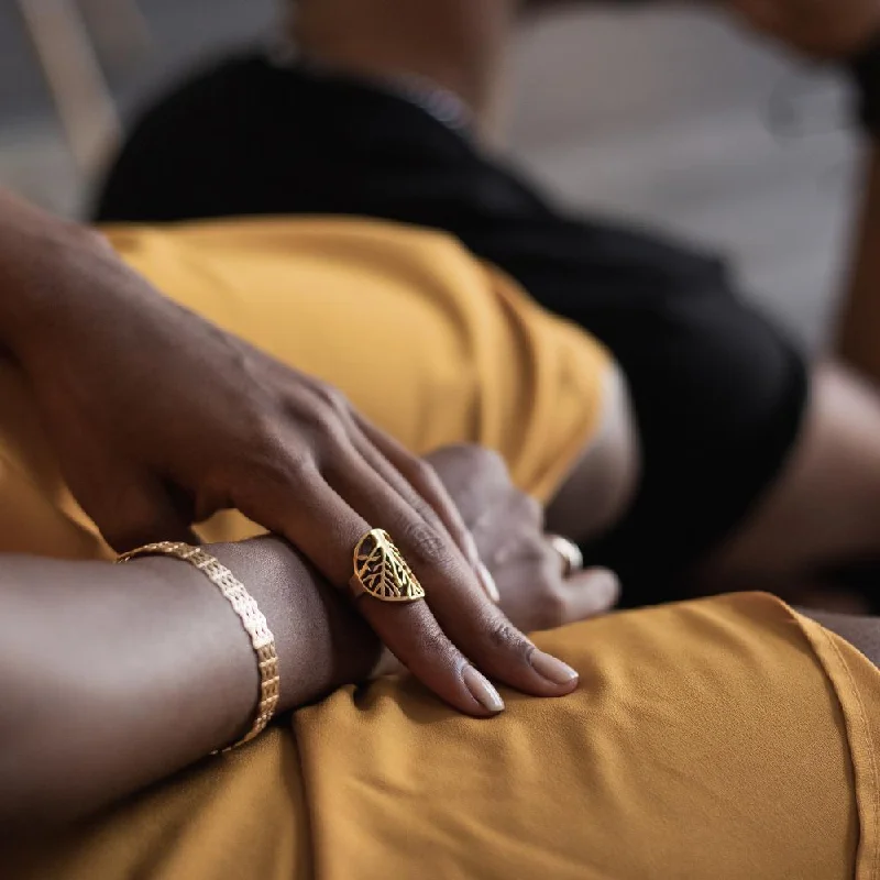 women chain bangles -Rhombus Cuff Bracelet Gold Tone