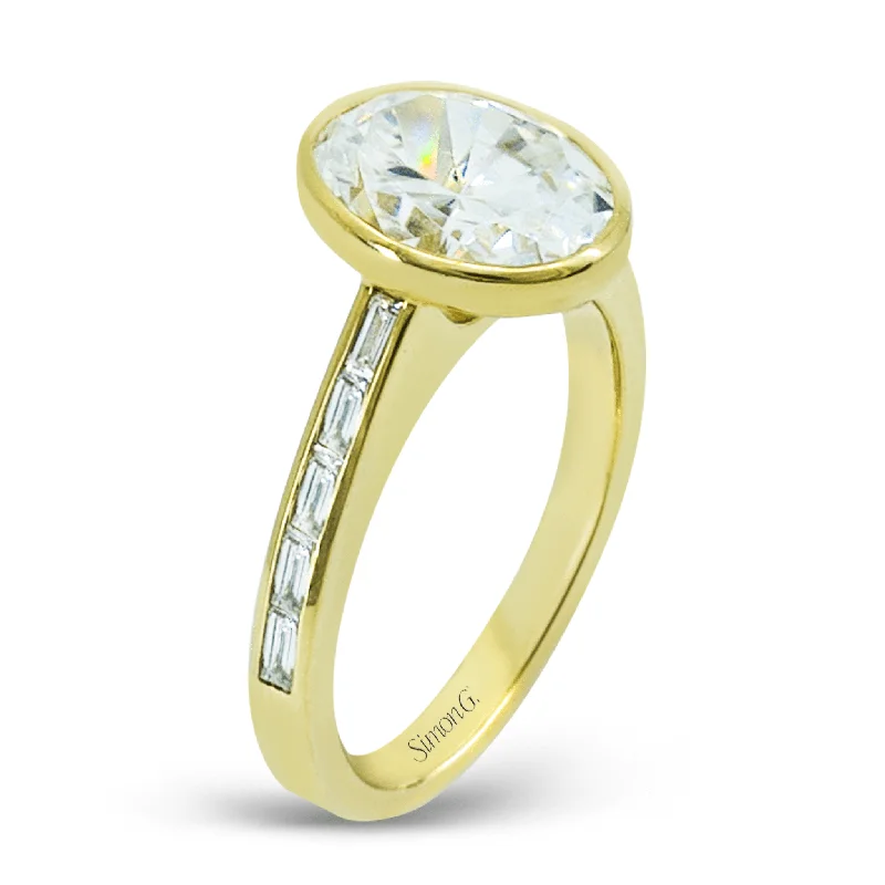 affordable diamond engagement rings -Oval-cut Engagement Ring in 18k Gold with Diamonds