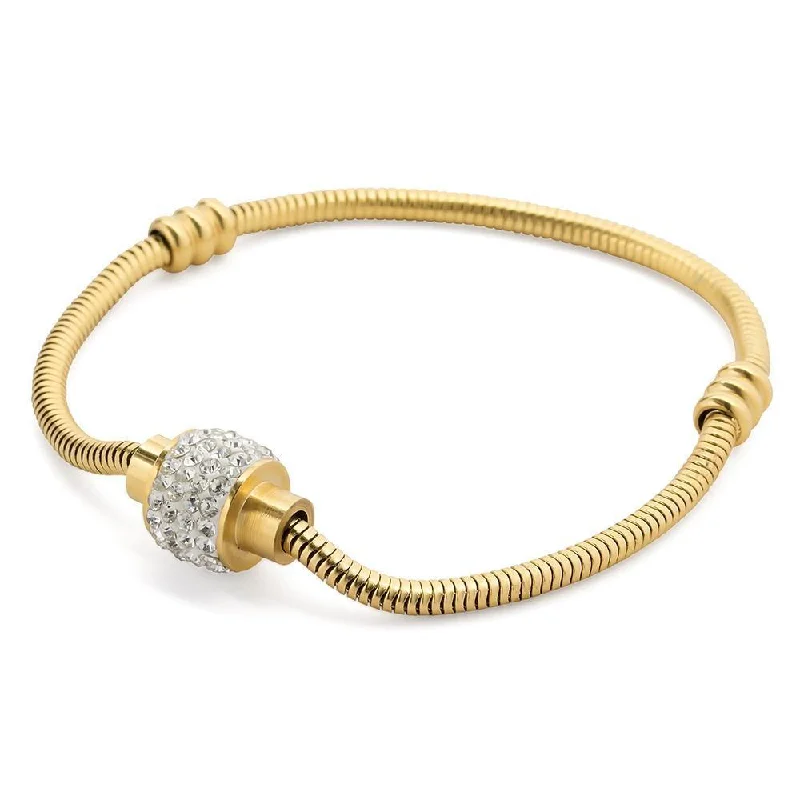 women minimalist bangles -Stainless Steel Gold Plated CZ Closure Bracelet