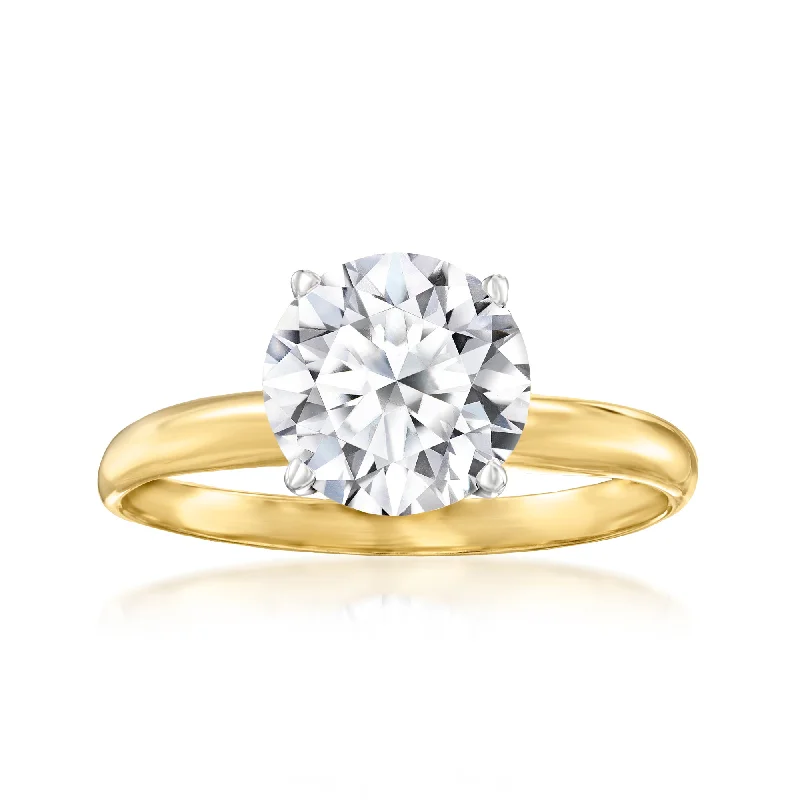 affordable engagement rings -Ross-Simons Lab-Grown Diamond Solitaire Ring in 14kt Yellow Gold