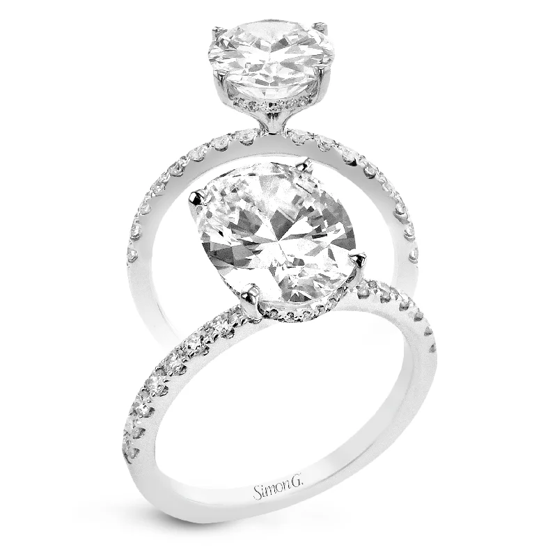 cushion cut engagement rings -Oval-cut Hidden Halo Engagement Ring in 18k Gold with Diamonds