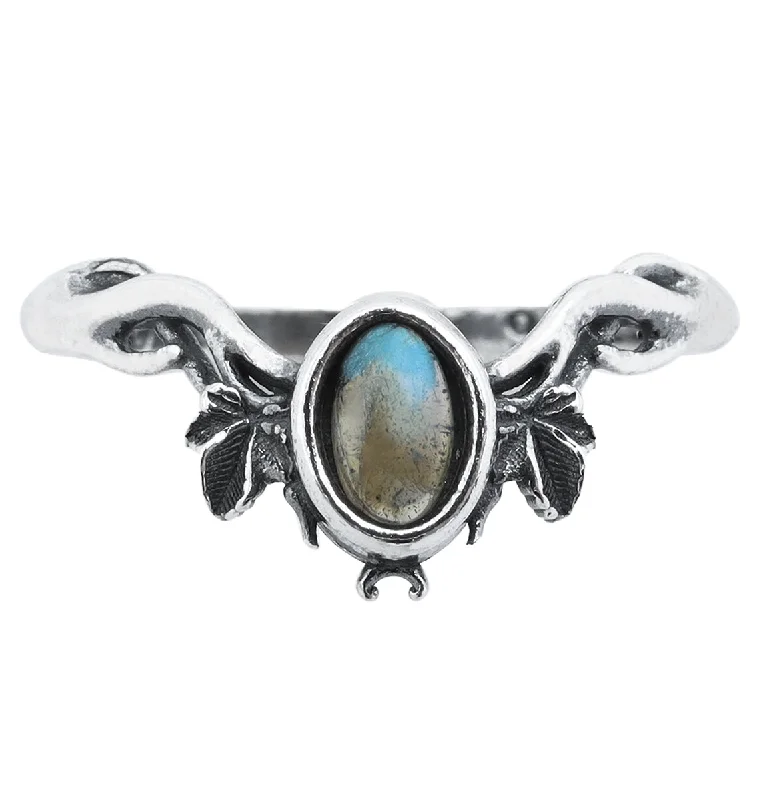 women gold engagement rings -Antler Ivy Labradorite Wishbone Ring