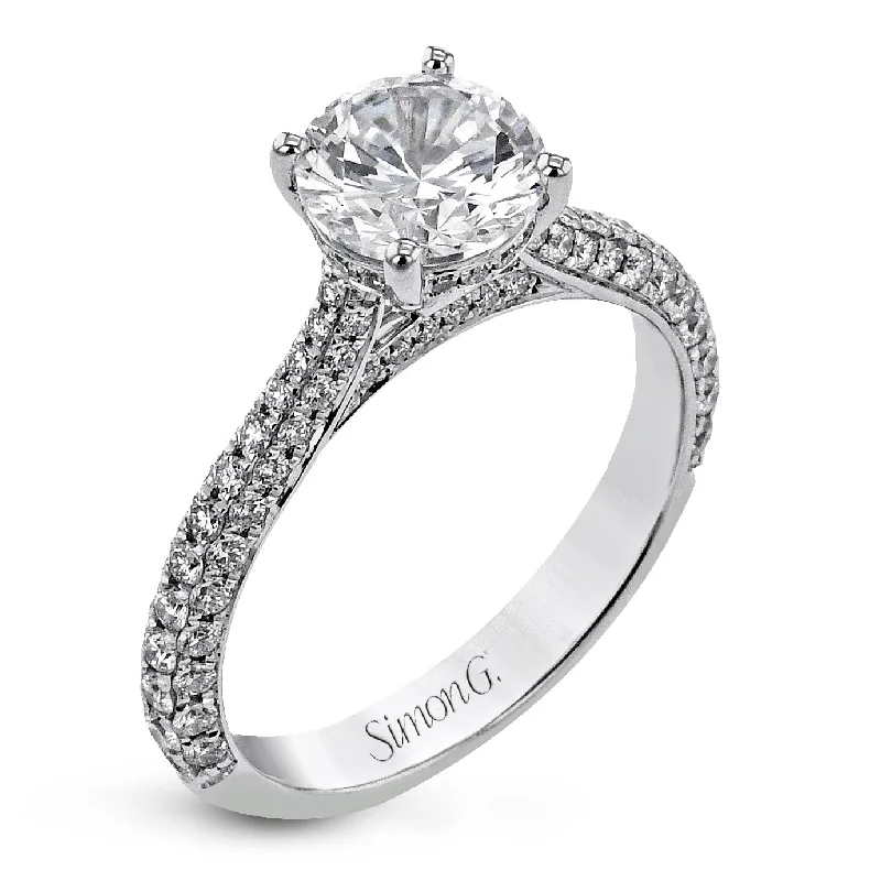 vintage engagement rings -Round-Cut Engagement Ring in White Gold With Diamonds