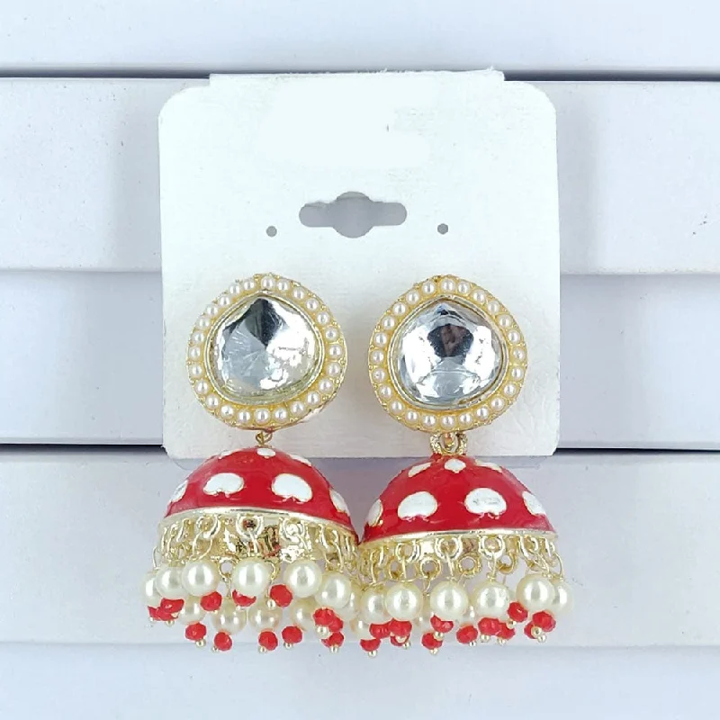 women personalized stud earrings -Corbeda Fashion Gold Plated Meenakari Jhumki Earrings