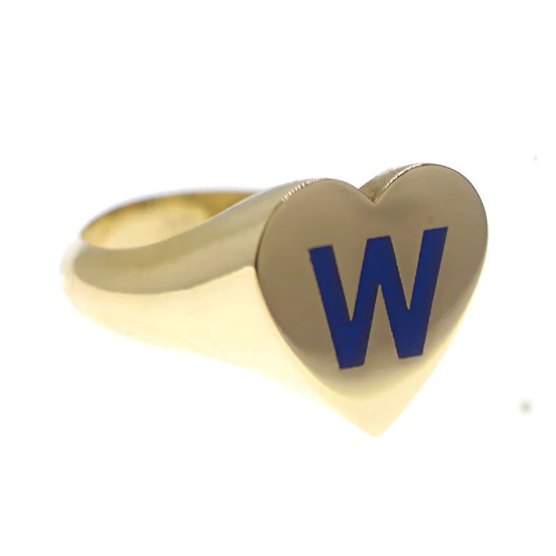 women gold engagement rings -Custom Heart Enamel Initial Ring