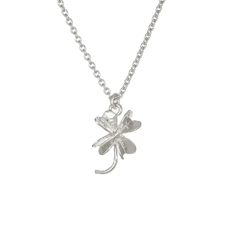 women silver link necklaces -Sterling Silver Necklace - "Lucky Clover"