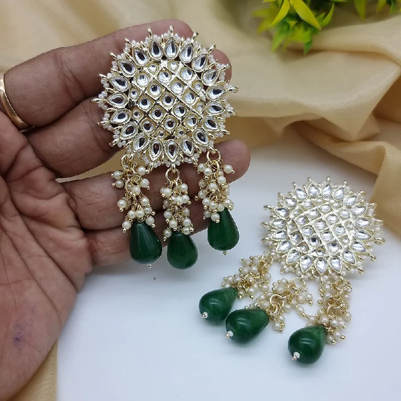 women vintage hoop earrings -JCM Jewellery Gold Plated Kundan And Pearls Dangler Earrings