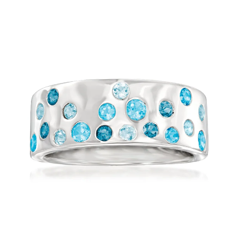 affordable princess cut engagement rings -Ross-Simons Tonal Blue Topaz Ring in Sterling Silver