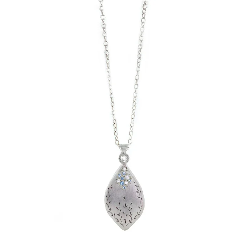 women pearl pendant necklaces -Diamond & Aquamarine Necklace - "Secret Garden"