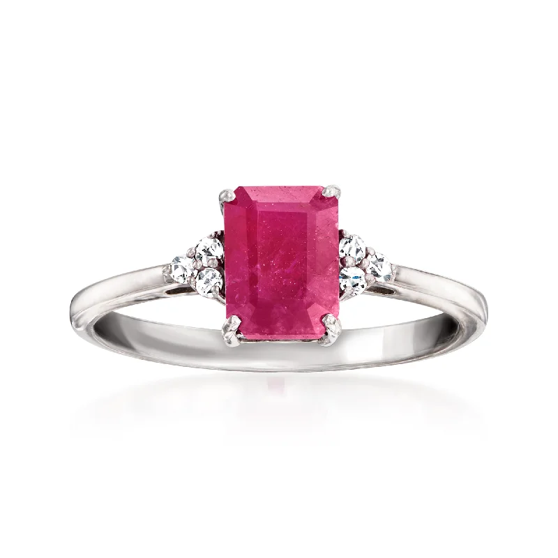 princess cut solitaire engagement rings -Ross-Simons Ruby Ring With Diamond Accents in 14kt White Gold