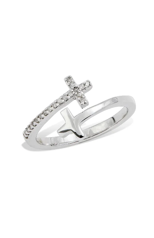 simple gold engagement rings -.925 STERLING SILVER RHODIUM PLATE DOBLE CROSS RING