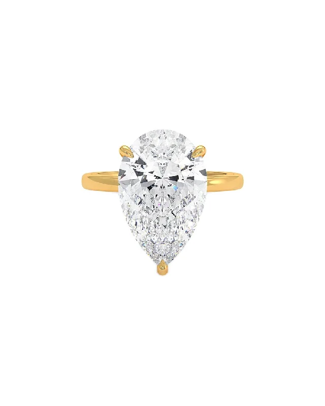 unique engagement ring designs -3.00 Gia Certified Pear Shape Petite Wire Basket Ring