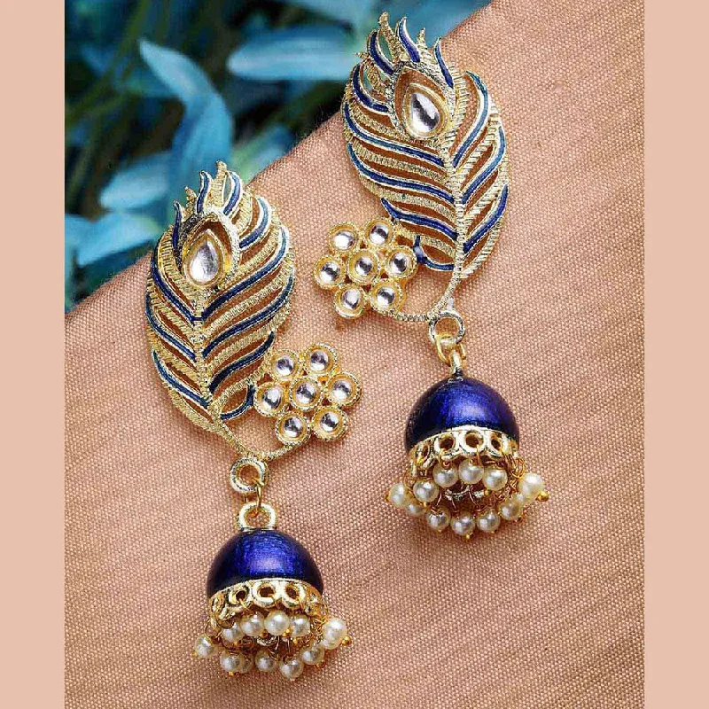 women sparkly earrings -Shagna Gold Plated Kundan Stone And Meenakari Jhumki Earrings