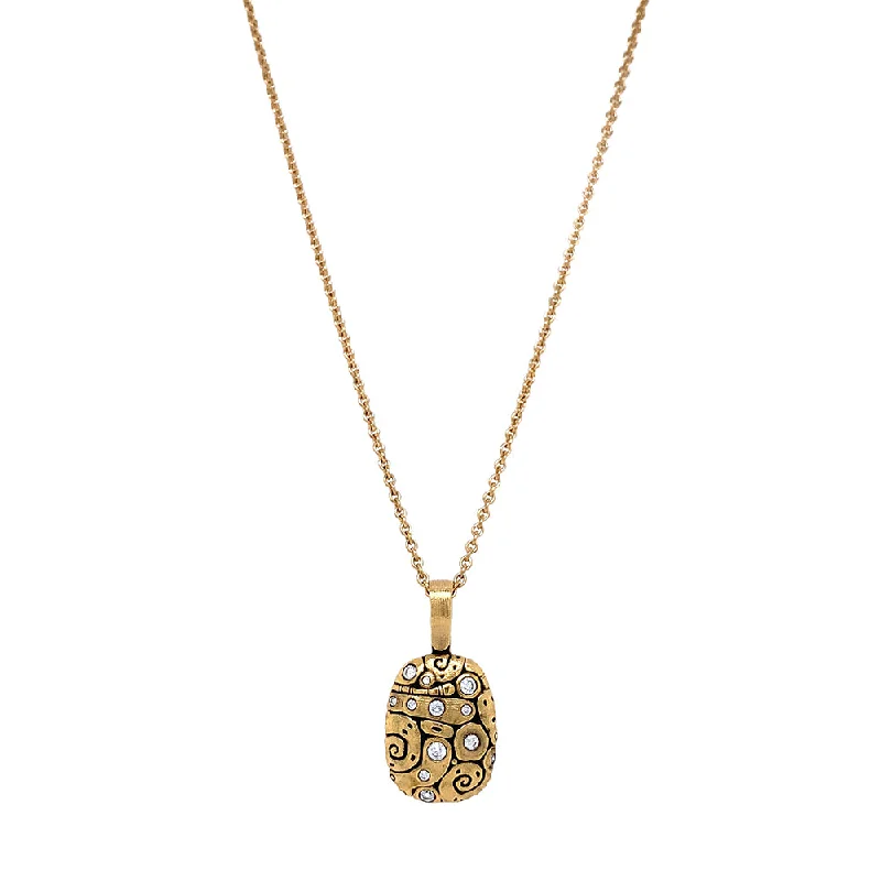 women designer gold necklaces -Diamond & Yellow Gold Pendant - "Flora"