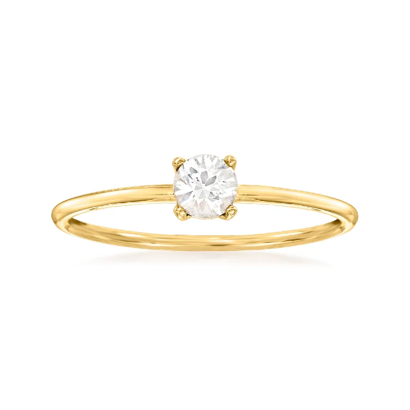 sapphire engagement rings -RS Pure by Ross-Simons White Sapphire Ring in 14kt Yellow Gold