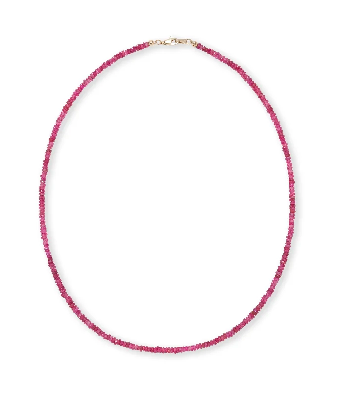 women two-tone necklaces -Tiny Beaded 14k Gold Necklace in Ruby