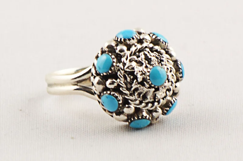 women ring sets -Zuni Turquoise Ring by Darlene Weebothee