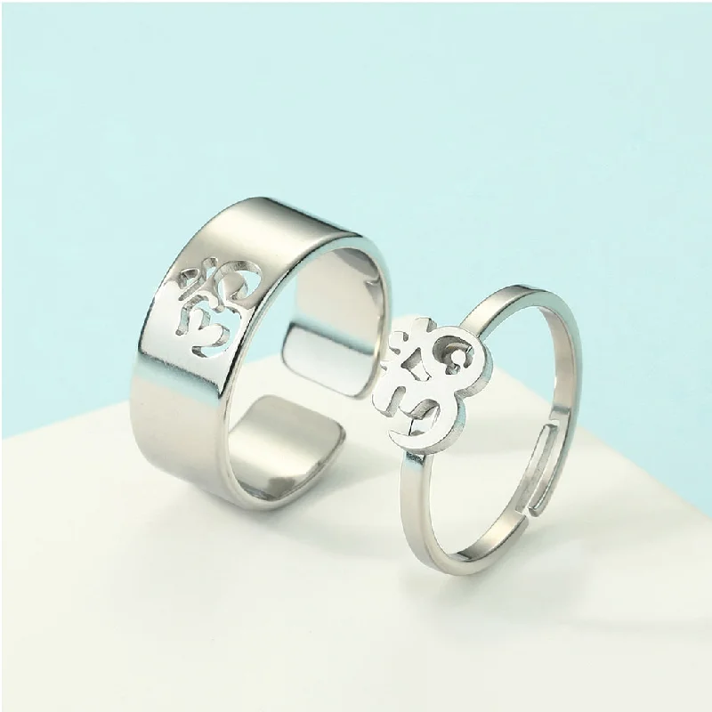 women promise rings -2-in-1 Om Symbol Open Ring