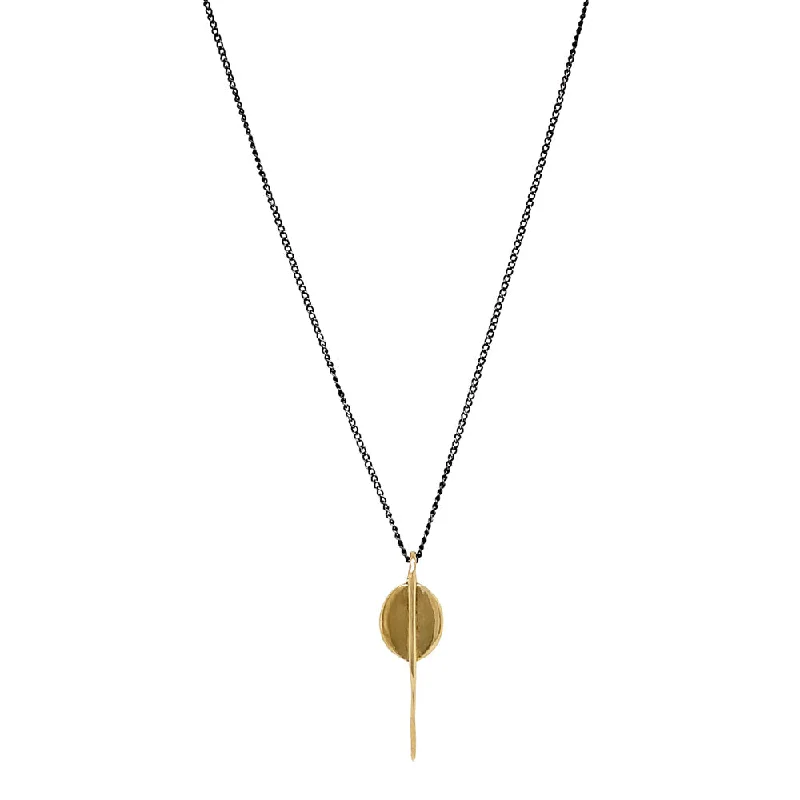 women layered necklaces -Yellow Gold & Sterling Silver Necklace - "Guardian"