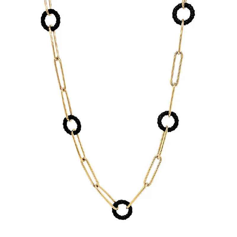 women infinity loop necklaces -Blackened Cobalt Chrome & Yellow Gold Station Necklace - "Ridge"