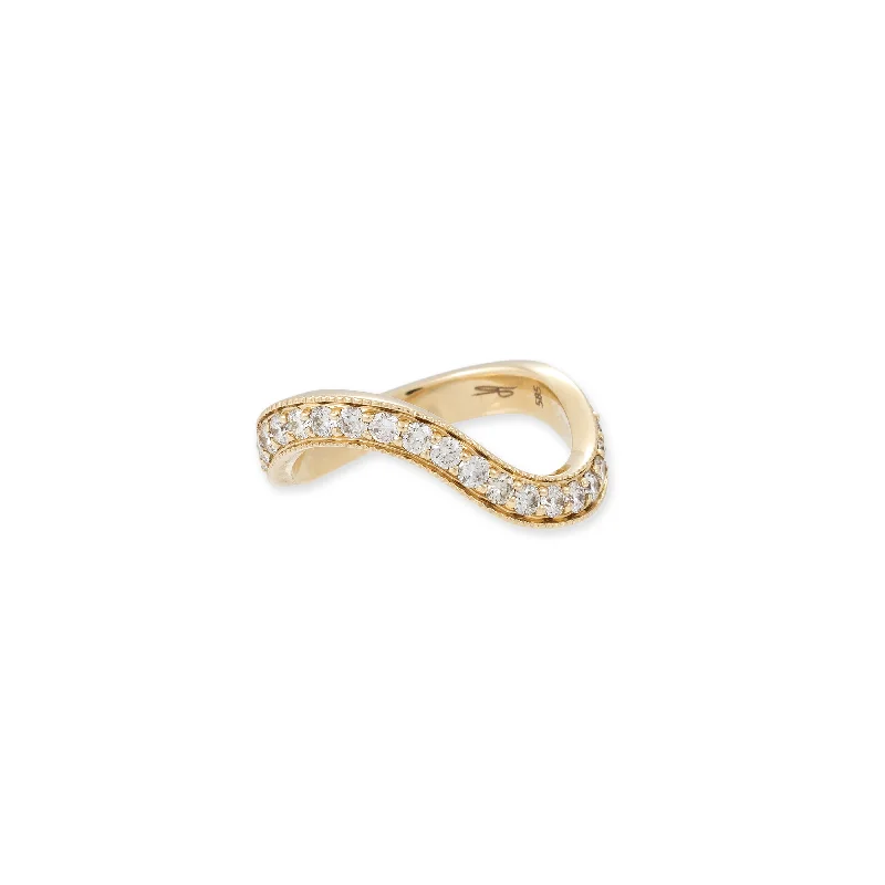 women vintage wedding bands -PAVE DIAMOND MULTI WAVE RING