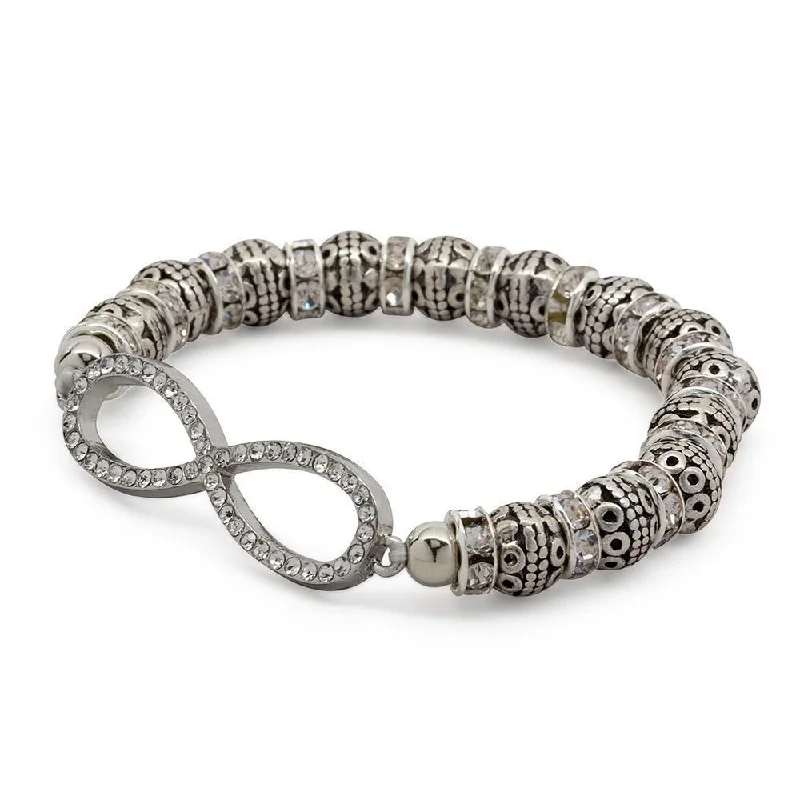 women twisted bracelets -Stretch Bracelet Infinity Silver Tone