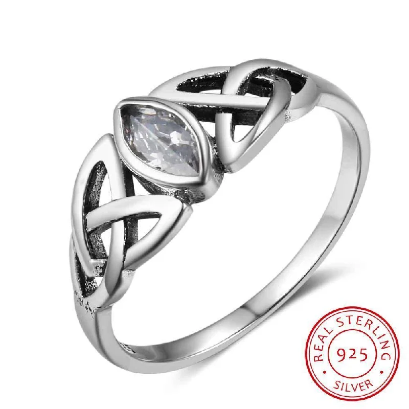 women unique wedding bands -Mystic Triquetra Ring