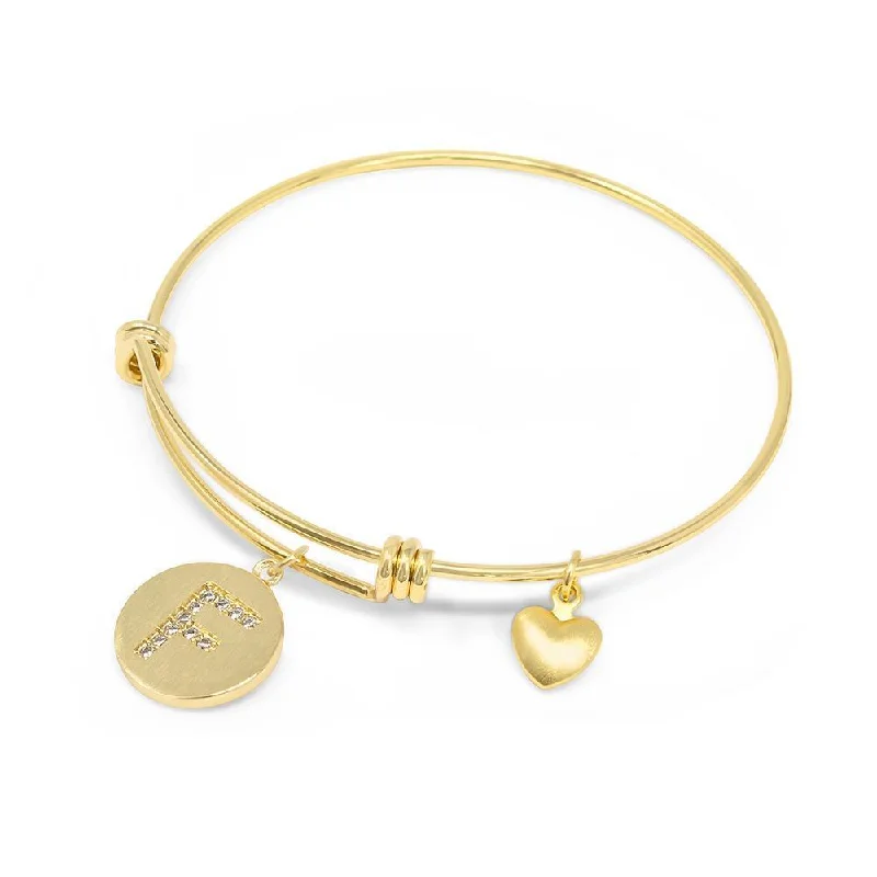 women boho bracelets -Handmade 20kt Gold Plated Crystal Initial Bracelet F