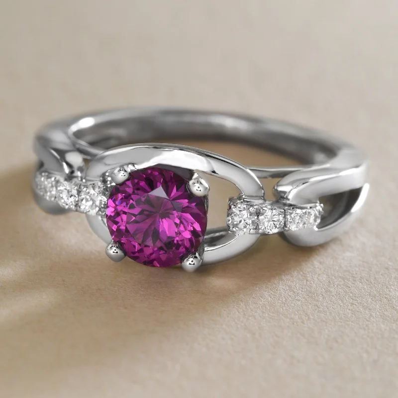 women sterling silver engagement rings -Modern Purple Garnet Ring