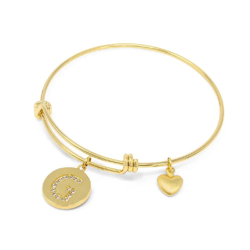 women vintage-style bangles -Handmade 20kt Gold Plated Crystal Initial Bracelet G