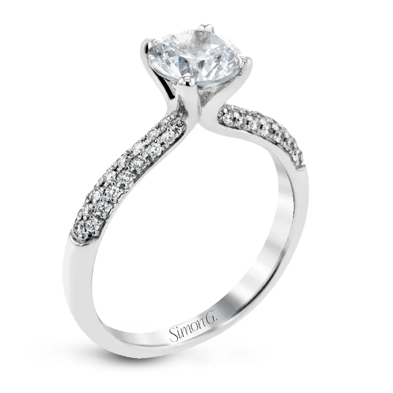 halo diamond engagement rings -Round-Cut Engagement Ring In Platinum With Diamonds