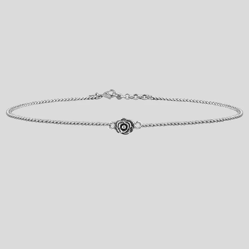 women circular necklaces -MAE. Little Rose Silver Chain Choker