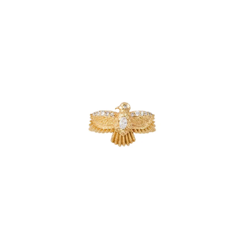 women affordable rings -SMALL PAVE MARQUISE DIAMOND CENTER THUNDERBIRD RING